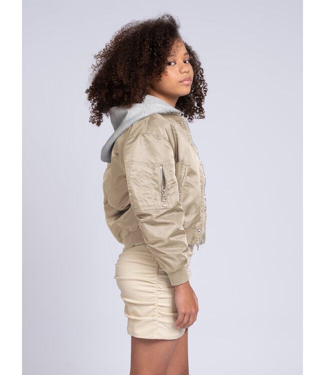 Nik&Nik zomer biker jasje meisjes - taupe - Nicky