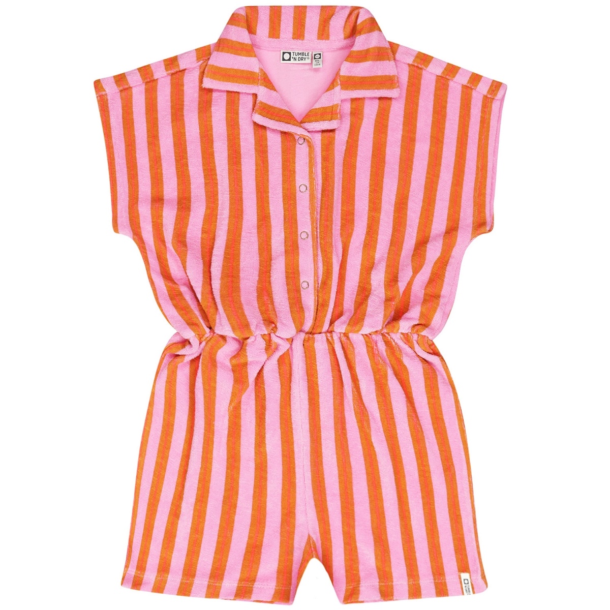 Tumble & Dry zomer jumpsuit meisjes - roze/oranje gestreept - La Barre Tumble & Dry zomer jumpsuit meisjes - roze/oranje gestreept - La Barre