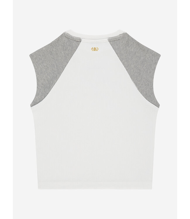 Nik&Nik zomer rib top meisjes - off wit / grijs - Officials