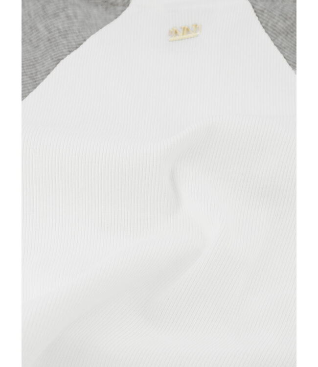 Nik&Nik zomer rib top meisjes - off wit / grijs - Officials