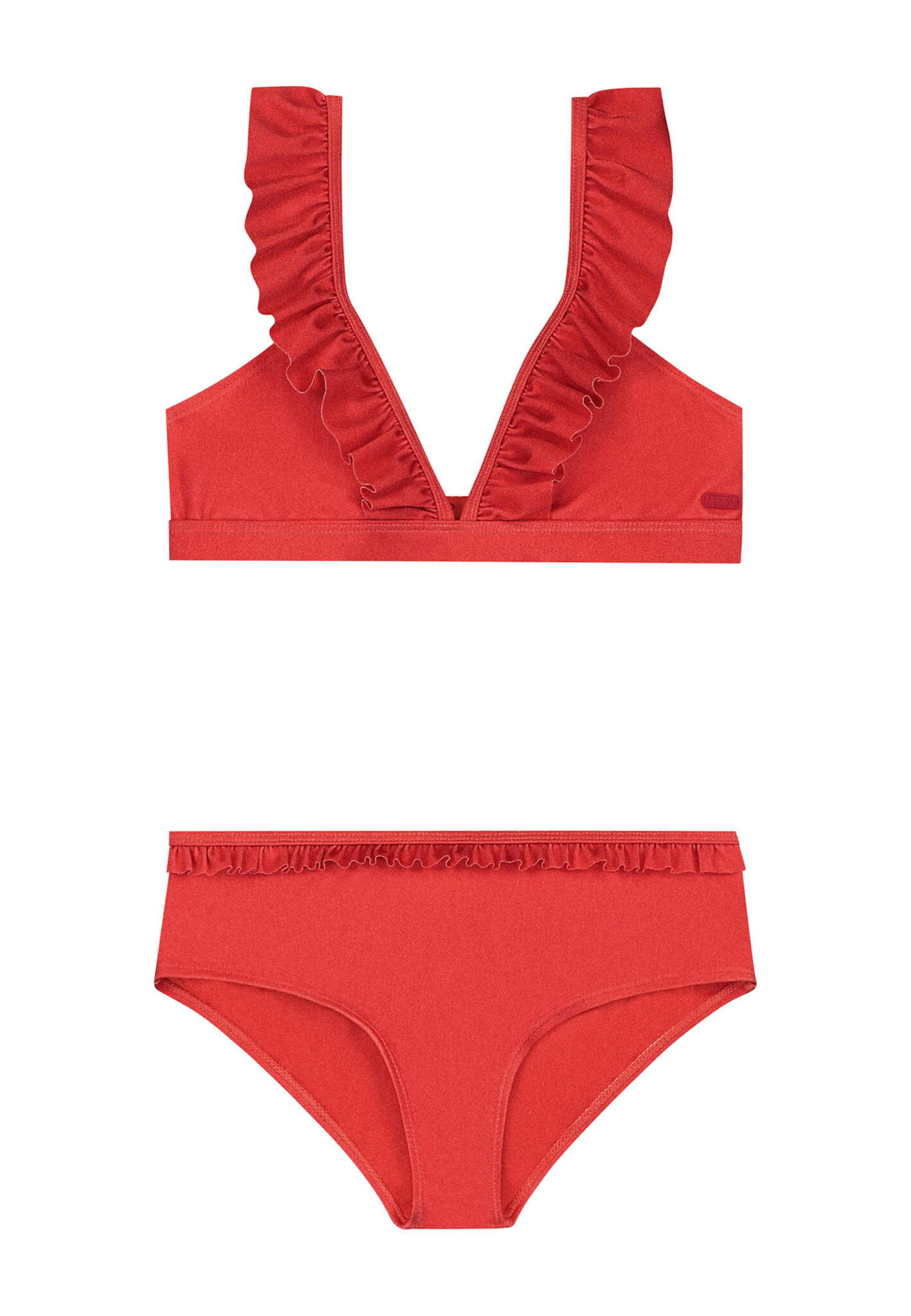 Shiwi Zomer bikini meisjes - hibiscus rood - Bella - triangel set Shiwi Zomer bikini meisjes - hibiscus rood - Bella - triangel set