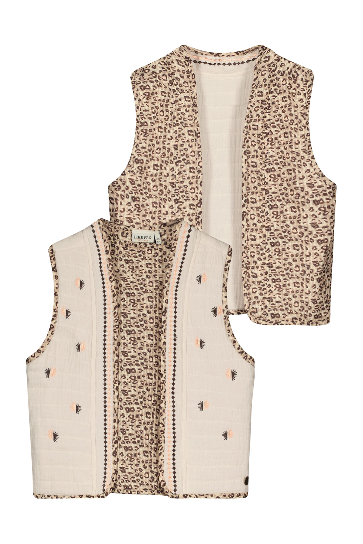 Like Flo zomer reversibel gilet meisjes - perzik / luipaard - Daisy Like Flo zomer reversibel gilet meisjes - perzik / luipaard - Daisy