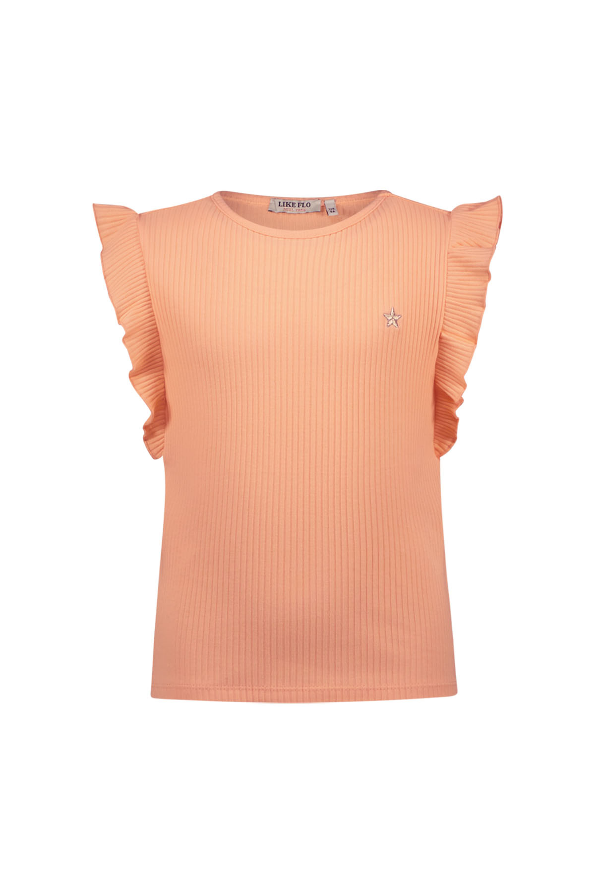 Like Flo zomer t-shirt meisjes - perzik - ruffel Like Flo zomer t-shirt meisjes - perzik - ruffel
