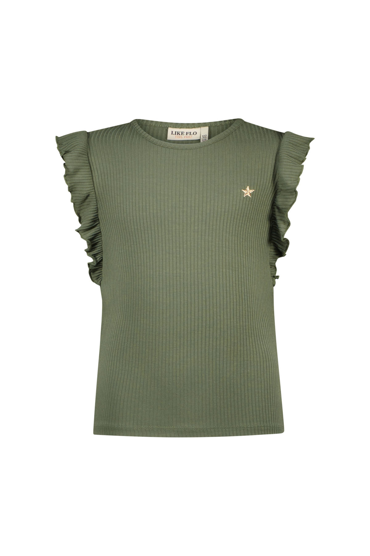 Like Flo zomer t-shirt meisjes - army groen - ruffel Like Flo zomer t-shirt meisjes - army groen - ruffel