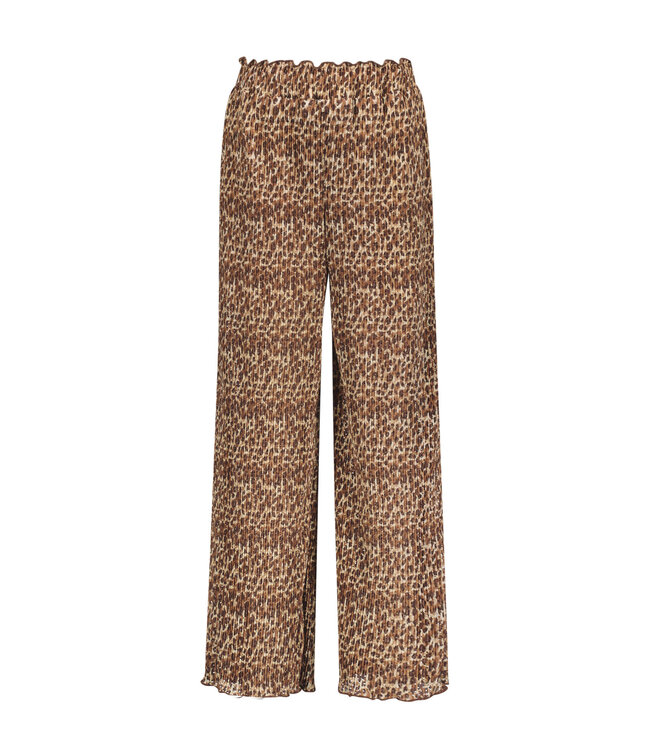 Like Flo zomer broek meisjes - luipaard latte - plisse, mesh - Freya