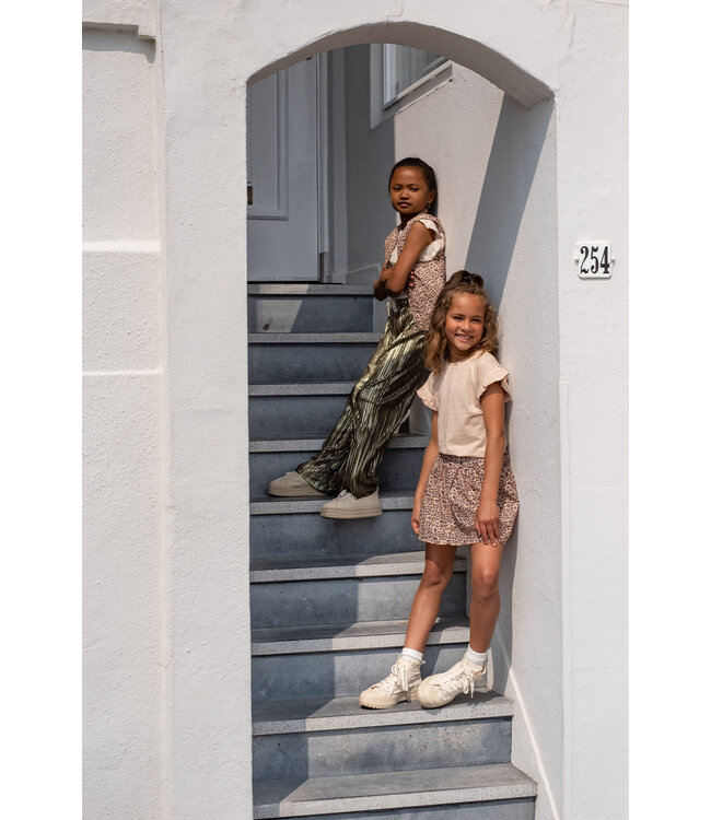 Like Flo zomer broek meisjes - army groen - metallic, plisse - Fenna