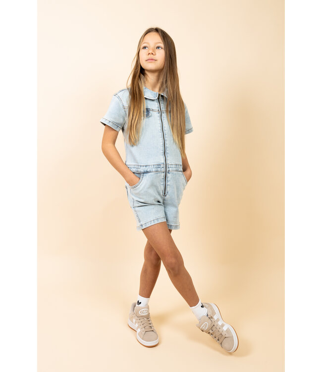 MAYCE zomer jeans jumpsuit meisjes - licht blauw denim