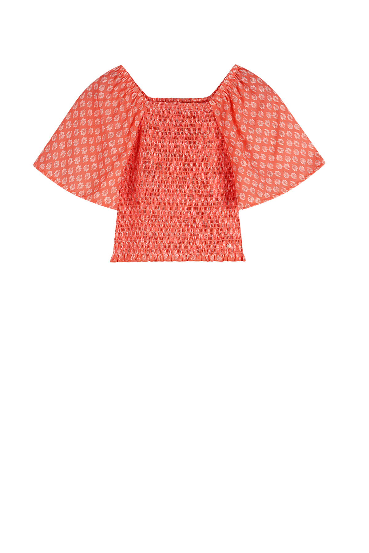 NoBell zomer blouse meisjes - oranje koraal - smock, AOP - Tess NoBell zomer blouse meisjes - oranje koraal - smock, AOP - Tess