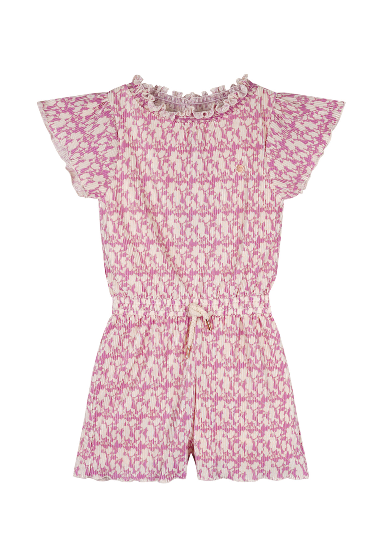 NoNo zomer jumpsuit meisjes - fresia paars - AOP bloemen, plissee, jersey - Sil NoNo zomer jumpsuit meisjes - fresia paars - AOP bloemen, plissee, jersey - Sil