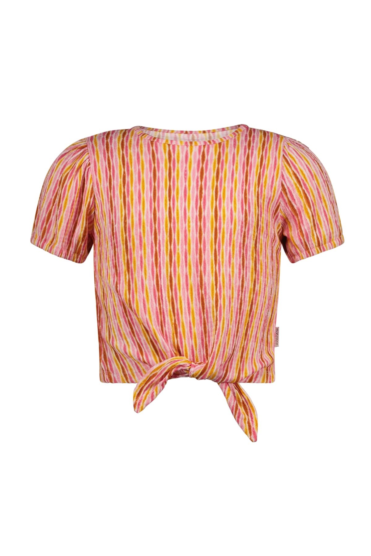 B.Nosy zomer top meisjes - roze/geel AOP - knoop - Bobbi B.Nosy zomer top meisjes - roze/geel AOP - knoop - Bobbi