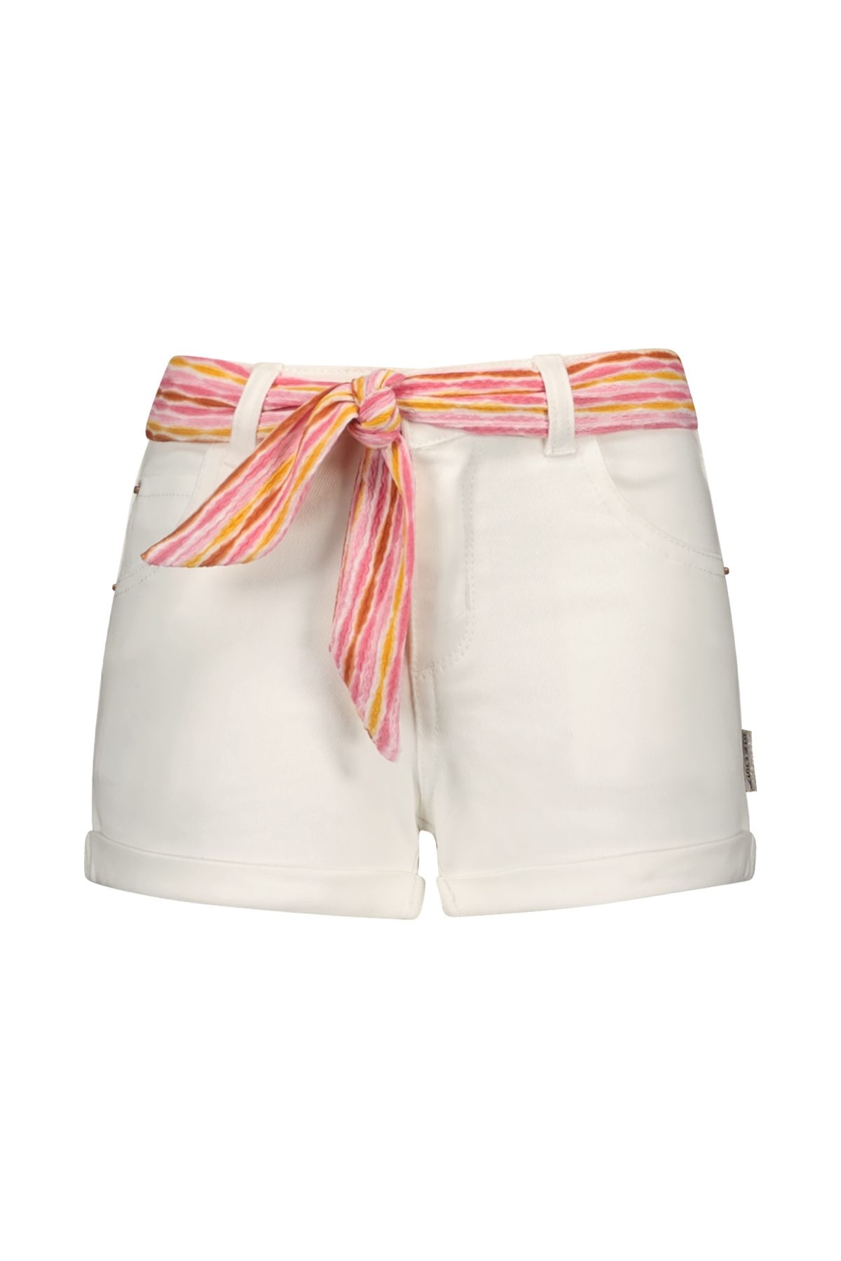 B.Nosy zomer jeans short meisjes - katoen wit - riem - Patty B.Nosy zomer jeans short meisjes - katoen wit - riem - Patty