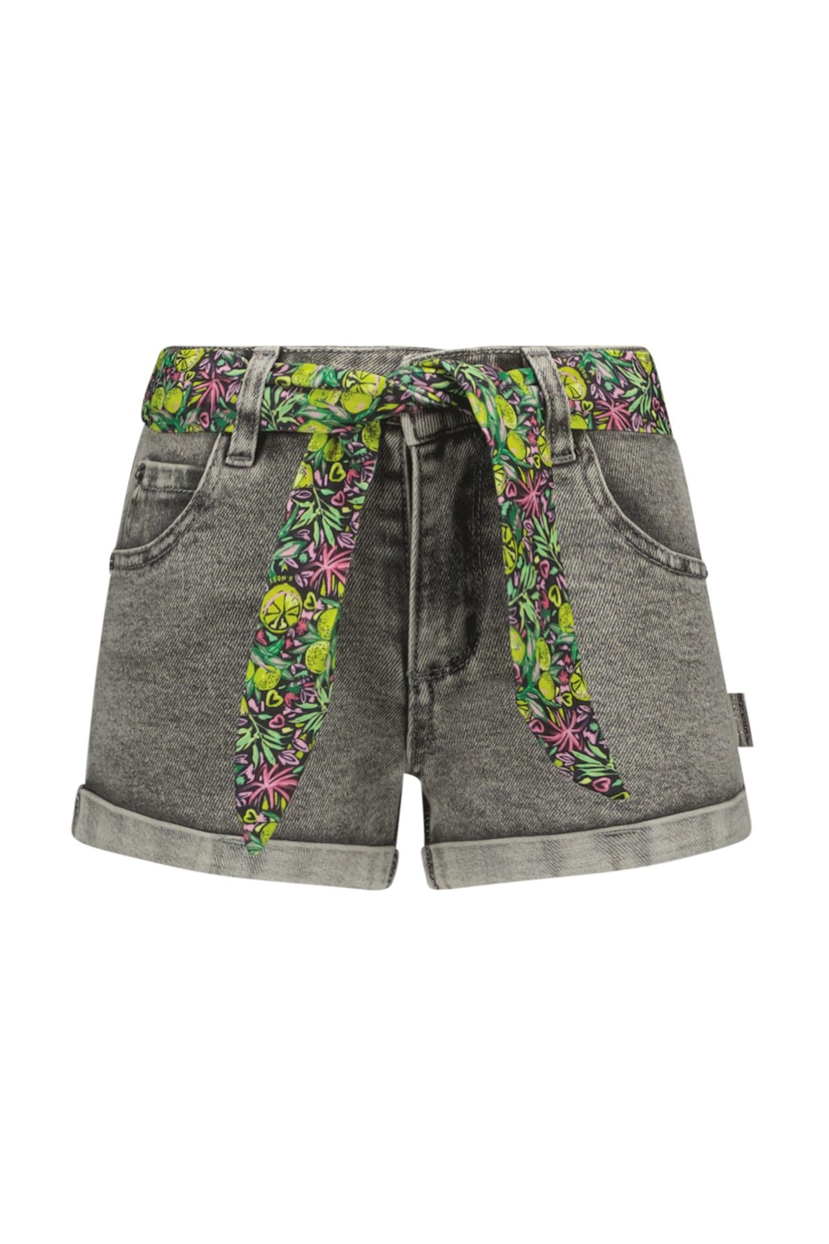 B.Nosy zomer jeans short meisjes - grijs denim - riem - Patty B.Nosy zomer jeans short meisjes - grijs denim - riem - Patty