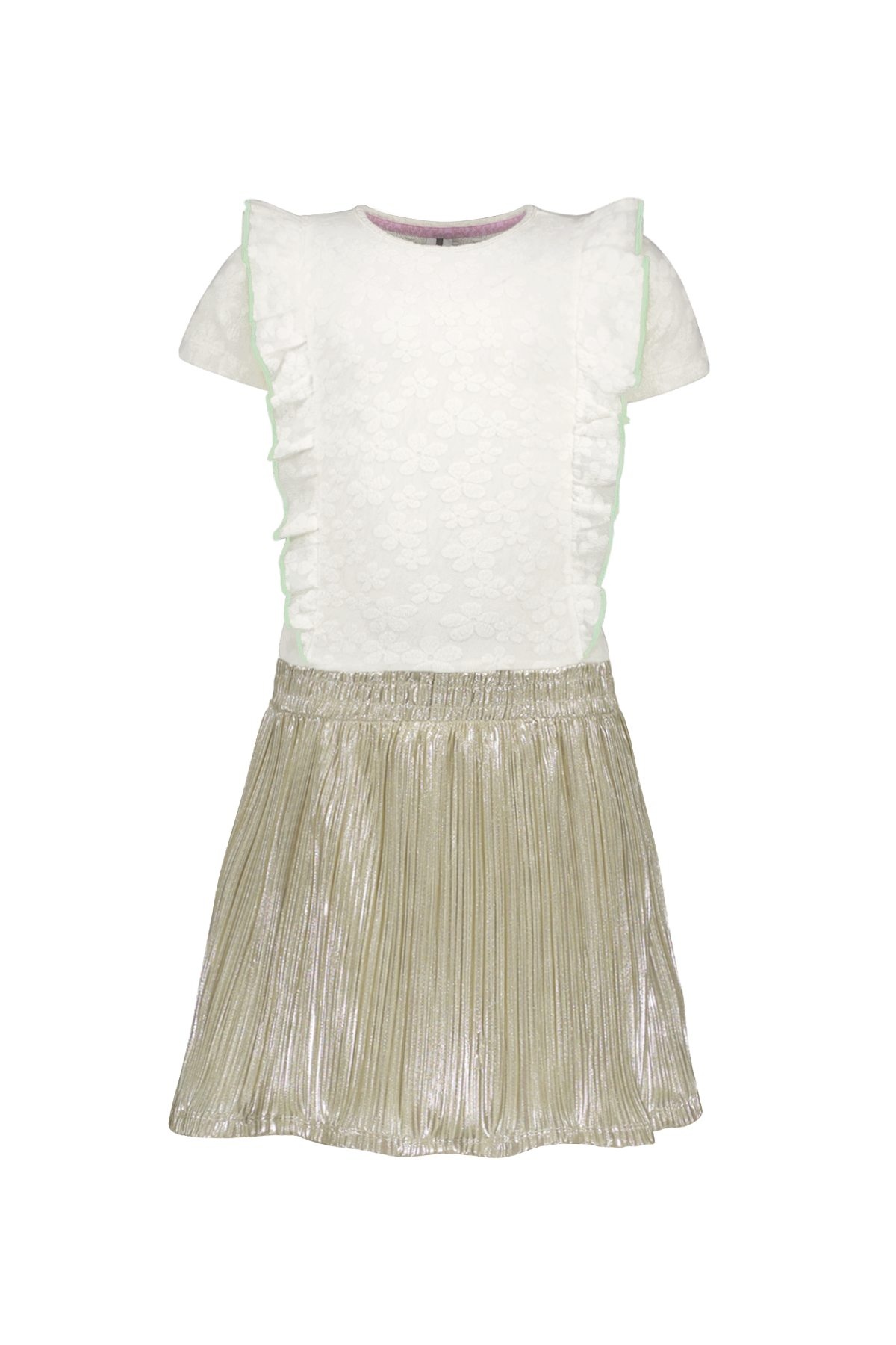 B.Nosy zomer jurk meisjes - katoen wit - metallic, plissee - Dita B.Nosy zomer jurk meisjes - katoen wit - metallic, plissee - Dita