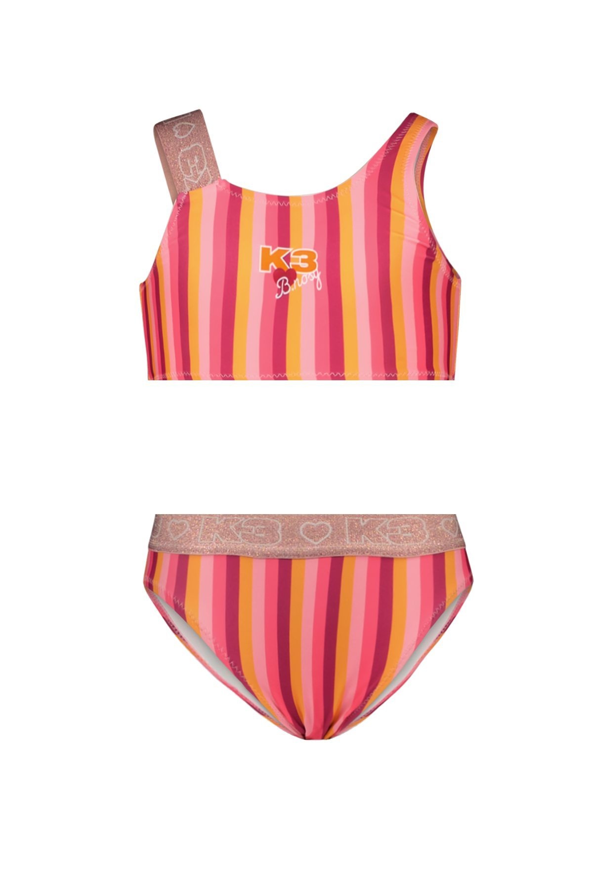 B.Nosy zomer bikini meisjes - K3 - roze, gestreept - Wixie B.Nosy zomer bikini meisjes - K3 - roze, gestreept - Wixie