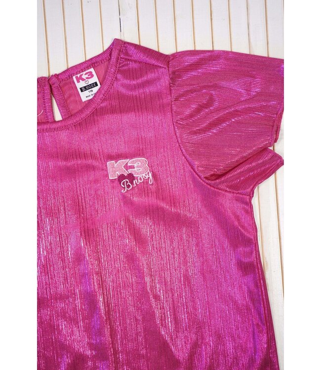B.Nosy zomer top meisjes - K3 - sugar plum roze AOP - metallic, plissee - Brynn