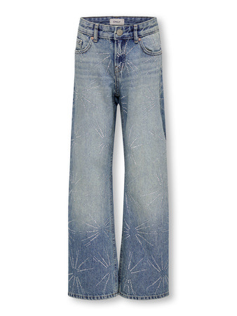 Kids ONLY zomer jeans broek meisjes - blauw, wide leg fit - Koghope Kids ONLY zomer jeans broek meisjes - blauw, wide leg fit - Koghope