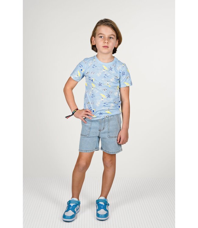 B.Nosy zomer t-shirt jongens - blauw  AOP - Timmy