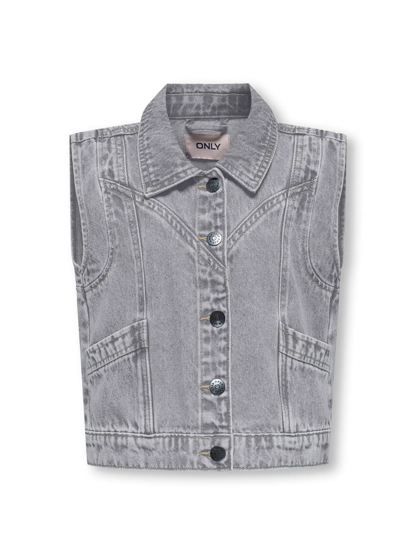 Kids ONLY zomer jeans gilet meisjes - licht grijs denim - Kogkennedy Kids ONLY zomer jeans gilet meisjes - licht grijs denim - Kogkennedy