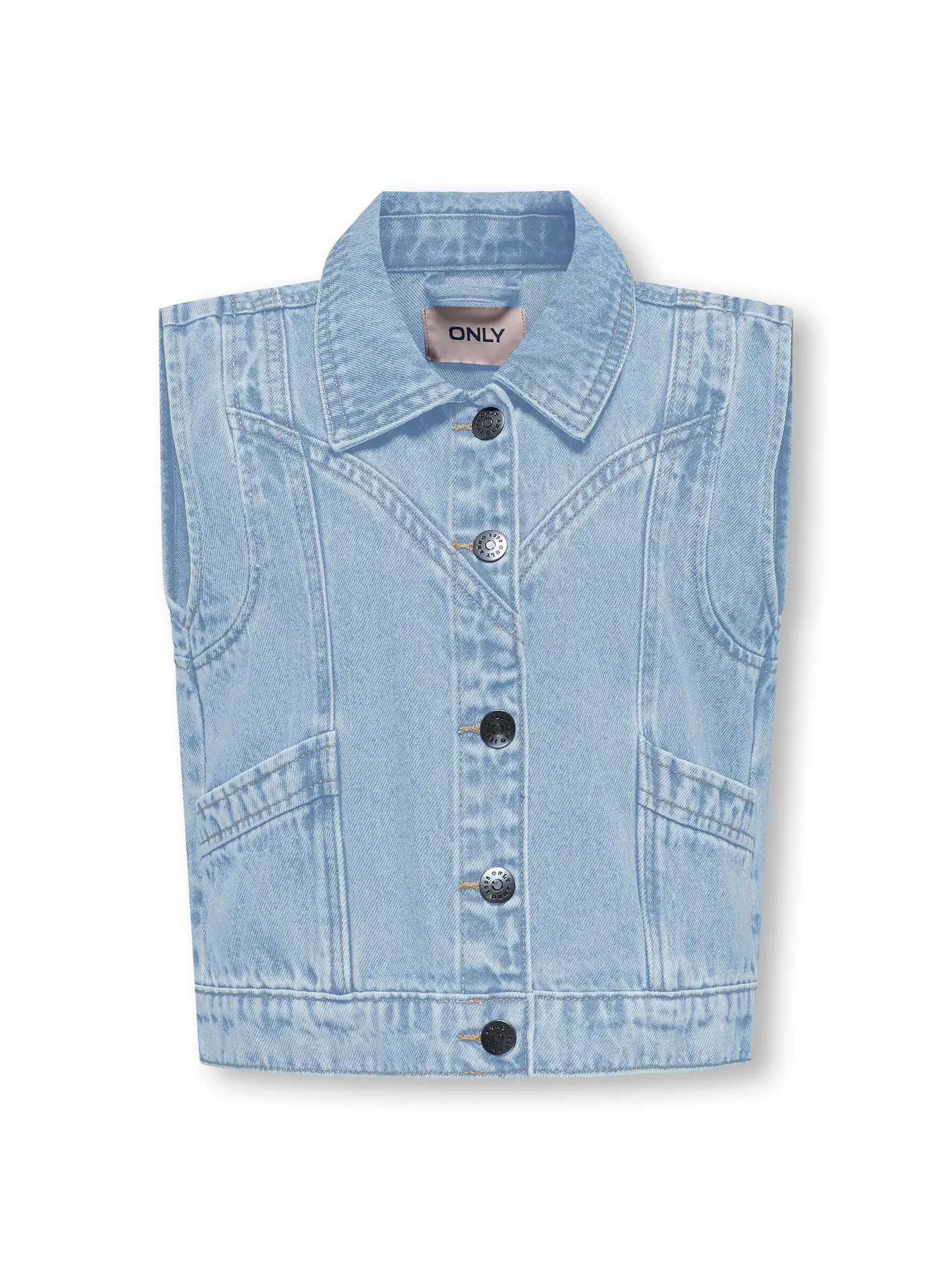 Kids ONLY zomer jeans gilet meisjes - licht blauw denim - Kogkennedy Kids ONLY zomer jeans gilet meisjes - licht blauw denim - Kogkennedy