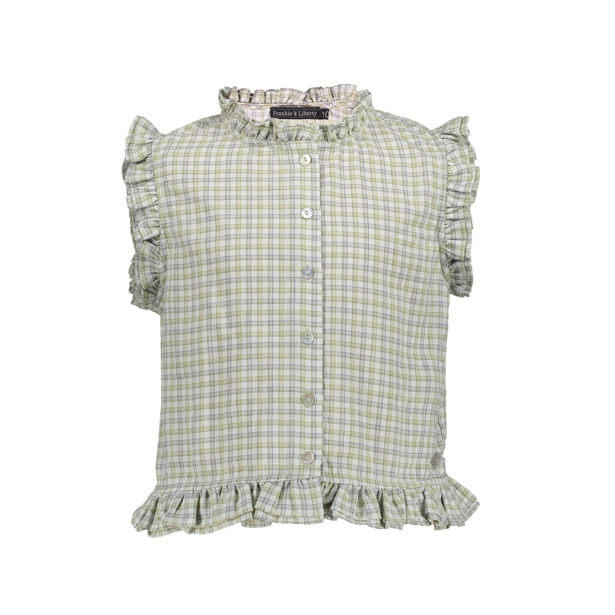Frankie & Liberty Zomer blouse meisjes - groen grijs - geruit - Romila Frankie & Liberty Zomer blouse meisjes - groen grijs - geruit - Romila