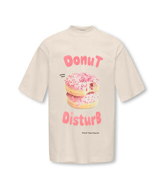 Kids ONLY winter t-shirt meisjes - beige - KogBabette - loose fit, korte mouw