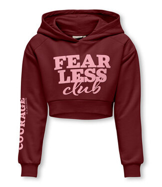 Kids ONLY winter hoodie meisjes - rood - KogDiana - cropped fit