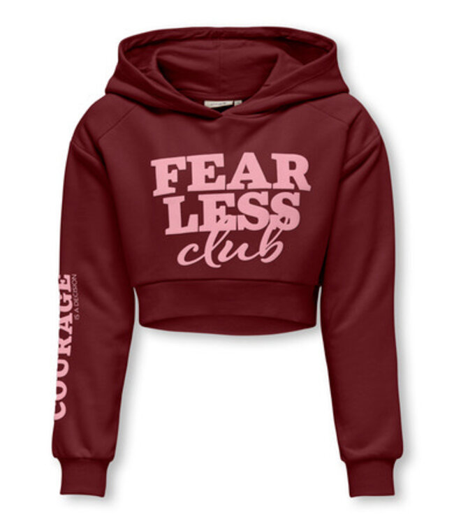 Kids ONLY winter hoodie meisjes - rood - KogDiana - cropped fit