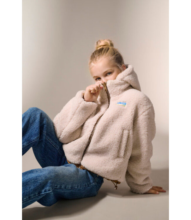 Kids ONLY winter winterjas meisjes - beige - KogMaria - puffer, reversible