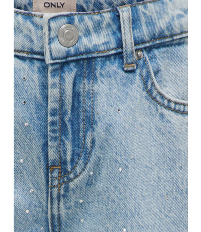 Kids ONLY winter jeansbroek meisjes - blauw - KogCobain - straight fit, glitter steentjes