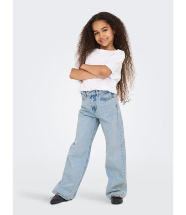 Kids ONLY winter jeansbroek meisjes - blauw - KogCobain - straight fit, glitter steentjes
