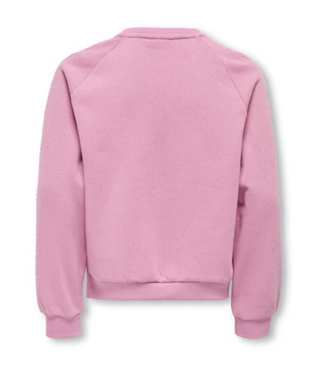 Kids ONLY winter sweater meisjes - roze - KogZenna - oversize fit, glitter steentjes