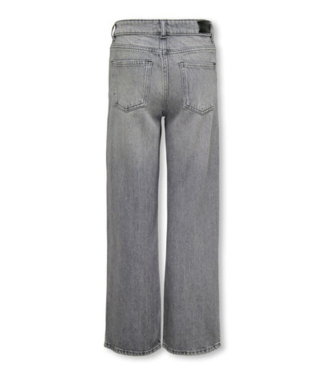 Kids ONLY winter jeansbroek meisjes - grijs - KogCobain - wide leg fit, glitter steentjes