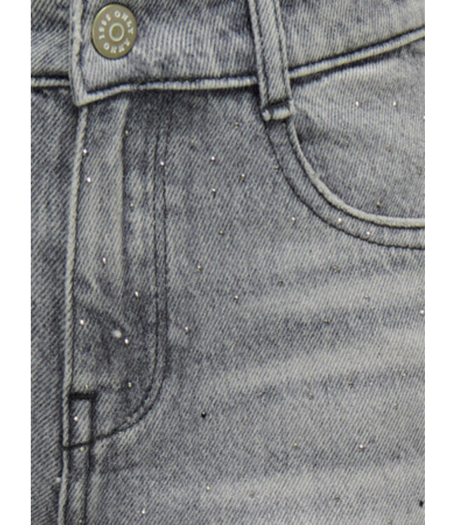 Kids ONLY winter jeansbroek meisjes - grijs - KogCobain - wide leg fit, glitter steentjes