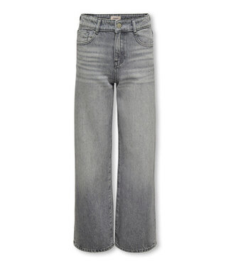 Kids ONLY winter jeansbroek meisjes - grijs - KogCobain - wide leg fit, glitter steentjes