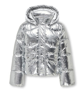 Kids ONLY winter winterjas meisjes - zilver - KogPearl - puffer, capuchon