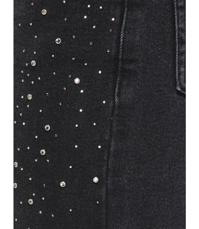 Kids ONLY winter jeansbroek meisjes - zwart - KogJuicy - wide leg fit, glitter steentjes