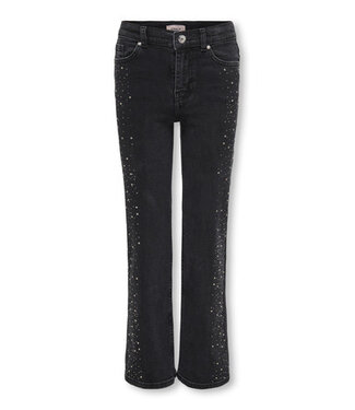Kids ONLY winter jeansbroek meisjes - zwart - KogJuicy - wide leg fit, glitter steentjes