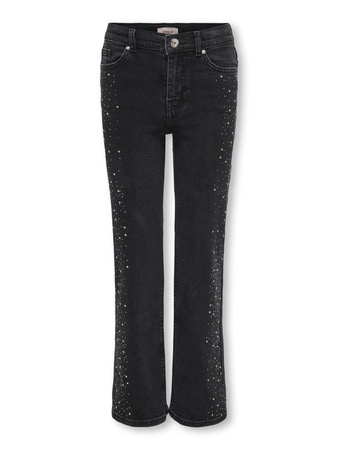 Kids ONLY winter jeansbroek meisjes - zwart - KogJuicy - wide leg fit, glitter steentjes afbeelding