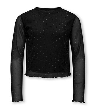 Kids ONLY winter top meisjes - zwart - KogJada - regular fit, longsleeve, glitter steentjes