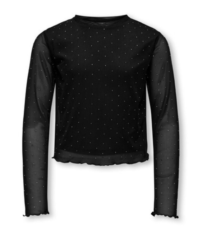 Kids ONLY winter top meisjes - zwart - KogJada - regular fit, longsleeve, glitter steentjes