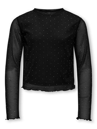 Kids ONLY winter top meisjes - zwart - KogJada - regular fit, longsleeve, glitter steentjes