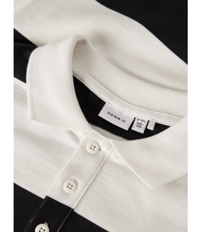 Name it winter polo t-shirt jongens - zwart - relaxed fit - NkmNutiva