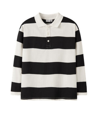 Name it winter polo t-shirt jongens - zwart - relaxed fit - NkmNutiva