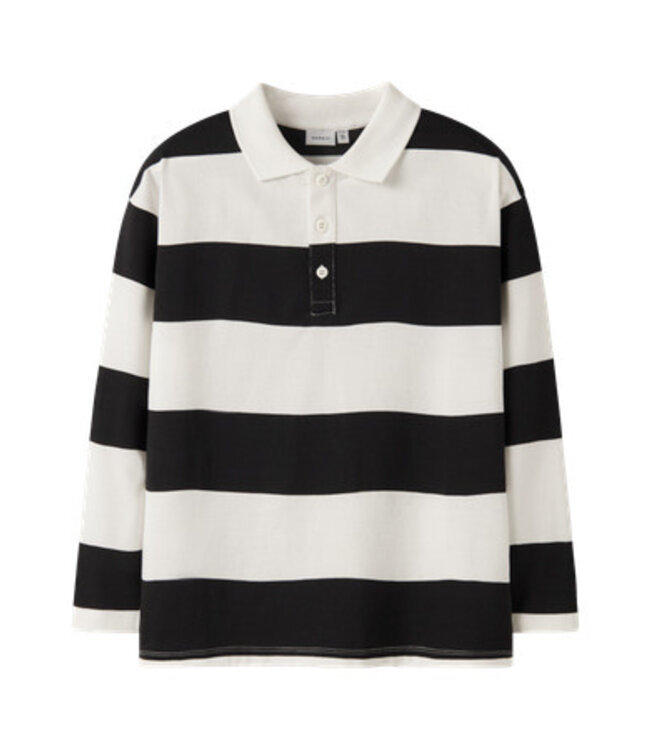Name it winter polo t-shirt jongens - zwart - relaxed fit - NkmNutiva