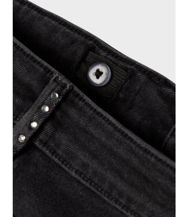 Name it winter jeansbroek meisjes - zwart - wide leg fit, glitter steentjes - NkfRose