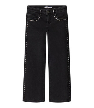 Name it winter jeansbroek meisjes - zwart - wide leg fit, glitter steentjes - NkfRose