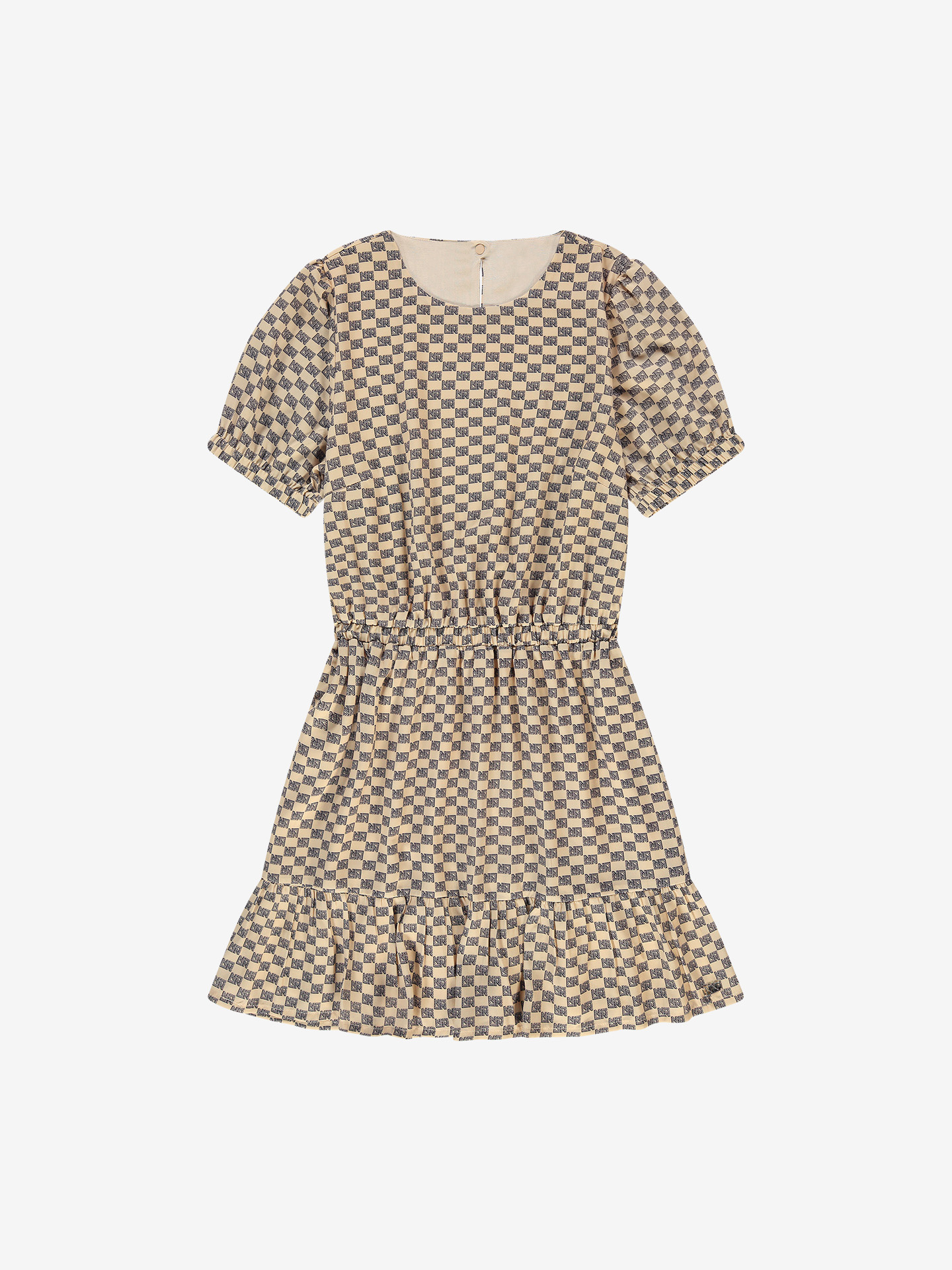 Nik&Nik zomer jurk meisjes - taupe / zwart - Bailey Nik&Nik zomer jurk meisjes - taupe / zwart - Bailey