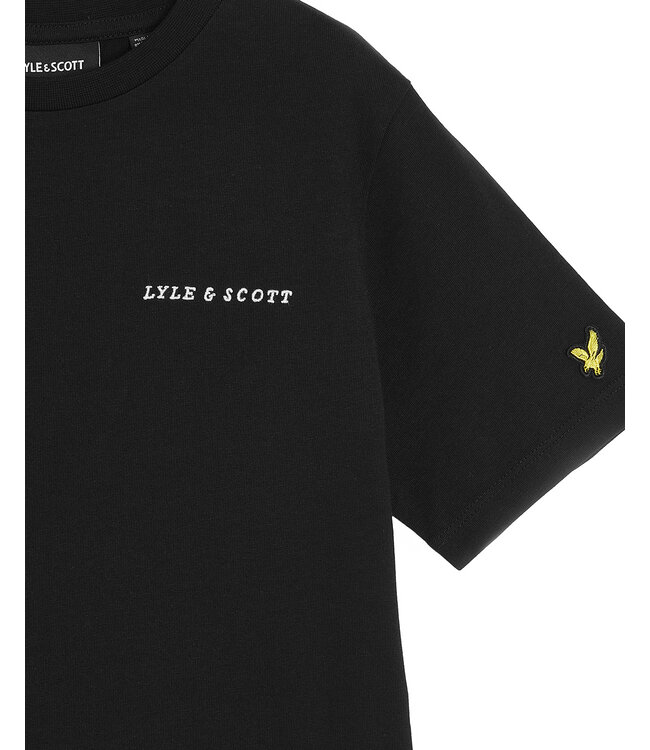 Lyle & Scott winter t-shirt jongens - zwart - geborduurd