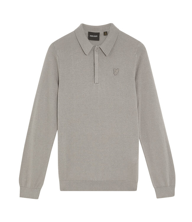 Lyle & Scott winter polo shirt jongens - grijs - longsleeve, gebreid