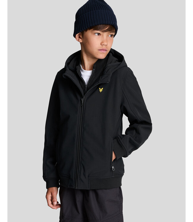 Lyle & Scott winter softshell jas jongens - zwart - capuchon